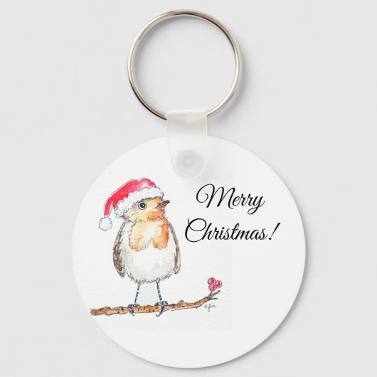 Kerstroodborst Sleutelhanger (Achterkant)