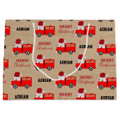 Kerstroodbrandwagen - Aangepaste naam Kraft Groot Cadeauzakje (Voorkant)