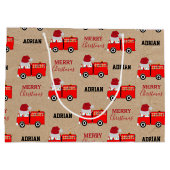 Kerstroodbrandwagen - Aangepaste naam Kraft Groot Cadeauzakje (Achterkant)