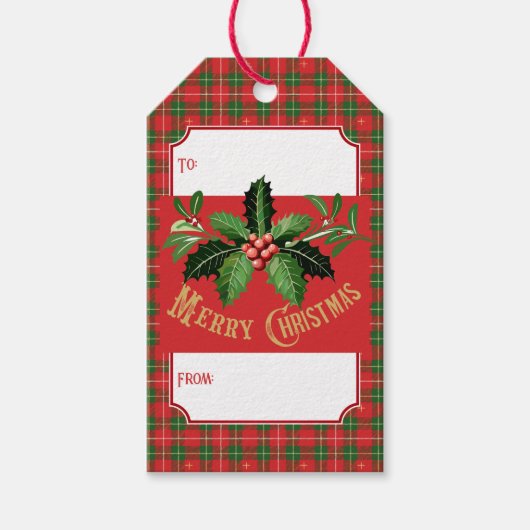 Kerstroodbruin Cadeaulabel (Voorkant)