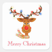 Kerstroodbruin in lichtkrakers vierkante sticker (Voorkant)