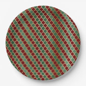 Kerstroodbruin Quatrefoil Papieren Bordje (Voorkant)