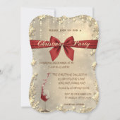 Kerstroodbruin, wijnglas, gouden partij kaart (Voorkant)
