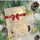 Kerstroodbruin, wijnglas, gouden partij kaart