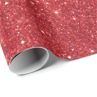 Kerstroodbruine glitter cadeaupapier