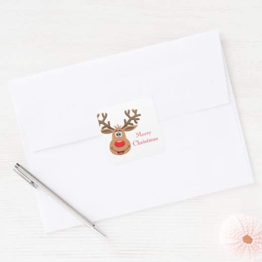 Kerstroodbruinkers Vierkante Sticker (Envelop)