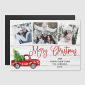 Kerstrooddrift 3 fotofeestdag Magnetic Card (Voorkant / Achterkant)