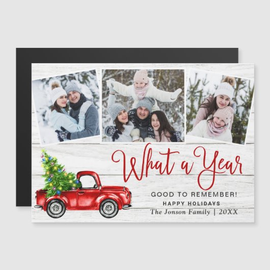 Kerstrooddrift 3 fotofeestdag Magnetic Card (Voorkant / Achterkant)