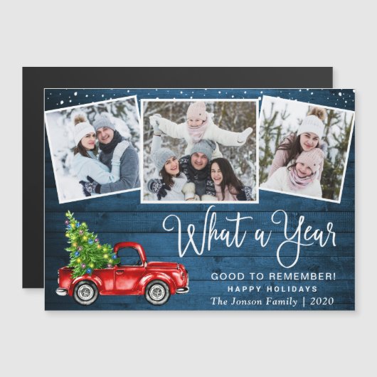 Kerstrooddrift 3 fotofeestdag Magnetic Card (Voorkant / Achterkant)