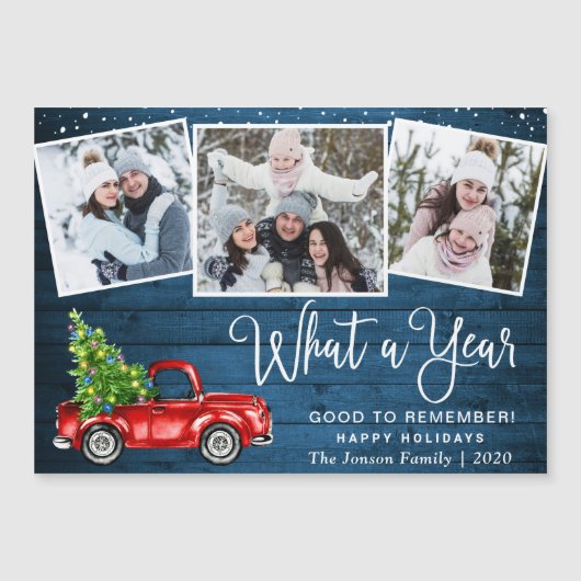 Kerstrooddrift 3 fotofeestdag Magnetic Card (Voorkant)