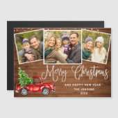 Kerstrooddrift 3 fotofeestdag Magnetic Card (Voorkant / Achterkant)