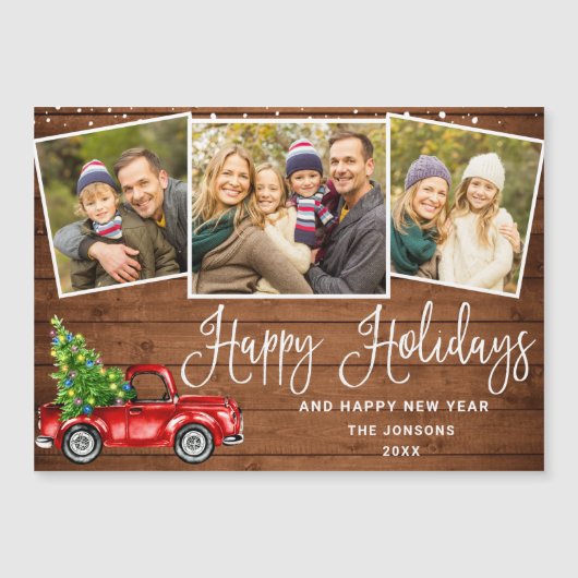 Kerstrooddrift 3 fotofeestdag Magnetic Card (Voorkant)