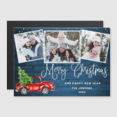 Kerstrooddrift 3 fotofeestdag Magnetic Card (Voorkant / Achterkant)