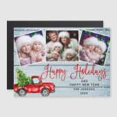 Kerstrooddrift 3 fotofeestdag Magnetic Card (Voorkant / Achterkant)