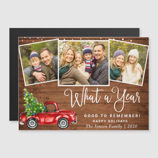 Kerstrooddrift 3 fotofeestdag Magnetic Card (Voorkant / Achterkant)