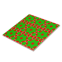 Kerstroodgroene sterren mozaïek tegeltje