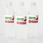 Kerstroodgroene typografie waterfles etiket (Flessen)