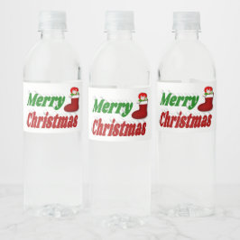 Kerstroodgroene typografie waterfles etiket