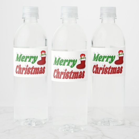 Kerstroodgroene typografie waterfles etiket (Flessen)