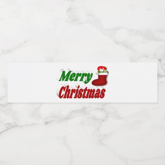 Kerstroodgroene typografie waterfles etiket (Enkel label)