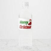 Kerstroodgroene typografie waterfles etiket (Voorkant)