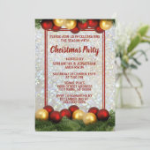 KerstroodOrnamenten Silver Glitter Party Kaart (Staand voorkant)