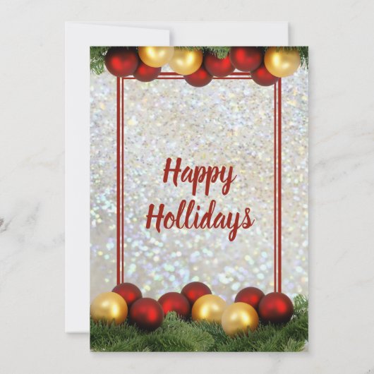 KerstroodOrnamenten Silver Glitter Party Kaart (Achterkant)