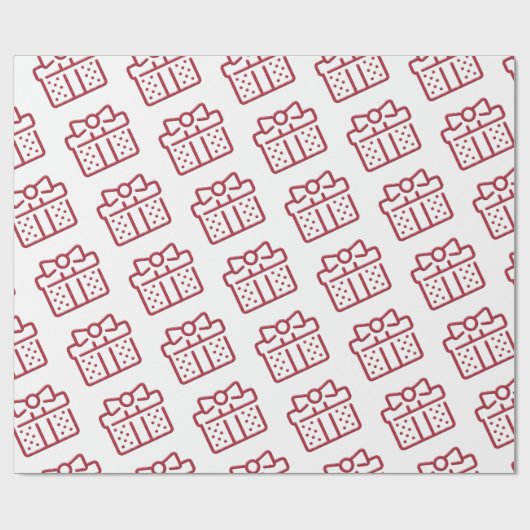 Kerstroodrob - cadeaupatroon wit cadeaupapier (Vlak)