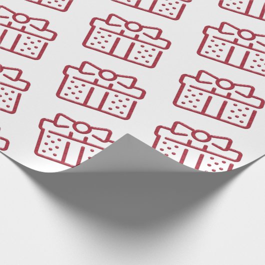 Kerstroodrob - cadeaupatroon wit cadeaupapier (Hoek)