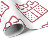 Kerstroodrob - cadeaupatroon wit cadeaupapier (Rol Hoek)