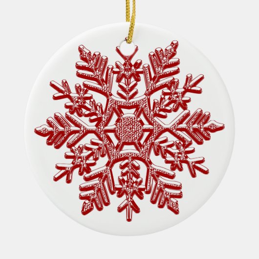 Kerstroodsnowflake Elegant Keramisch Ornament (Voorkant)