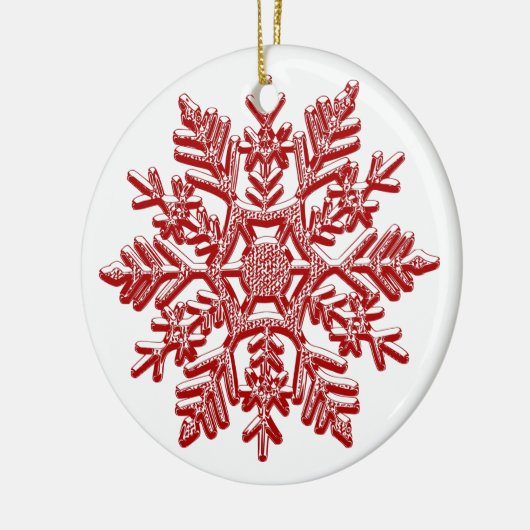 Kerstroodsnowflake Elegant Keramisch Ornament (Links)