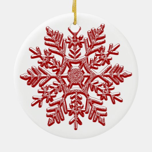 Kerstroodsnowflake Elegant Keramisch Ornament (Achterkant)