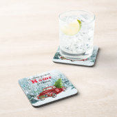 Kerstroodvliegerboom Winter Scene Bier Onderzetter (Rechterzijde)