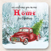 Kerstroodvliegerboom Winter Scene Bier Onderzetter (Voorkant)