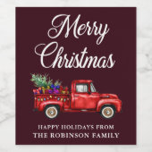 Kerstroodvliegersboom Gifts Lights Burgundy Wijn Etiket (Enkel label)