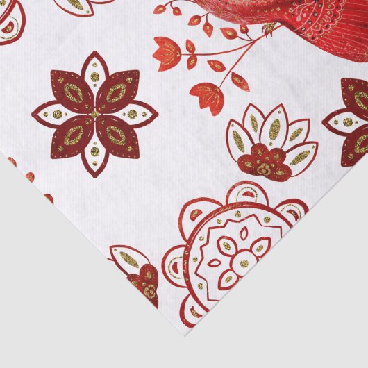 Kerstroodvogel noords tissuepapier (Detail)