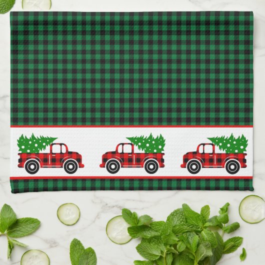 Kerstroodvrachtwagen Chef Green Buffalo Pset Apro Theedoek (Gevouwen)