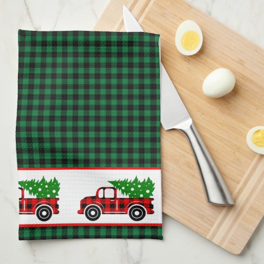 Kerstroodvrachtwagen Chef Green Buffalo Pset Apro Theedoek (Quarter Fold)