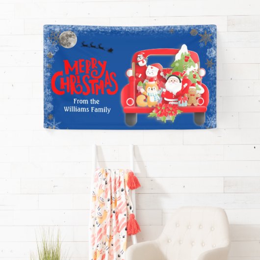 Kerstroodvrachtwagen Familienaam Banner (Insitu)