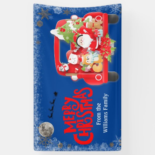 Kerstroodvrachtwagen Familienaam Banner (Verticaal)