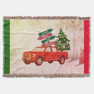 Kerstroodvrachtwagen Familienaam Cute Deken