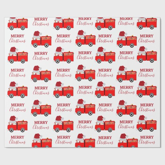 Kerstroodvuurtruck Cadeaupapier (Vlak)