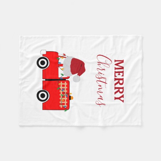 Kerstroodvuurtruck Fleece Deken (Voorkant (Horizontaal))