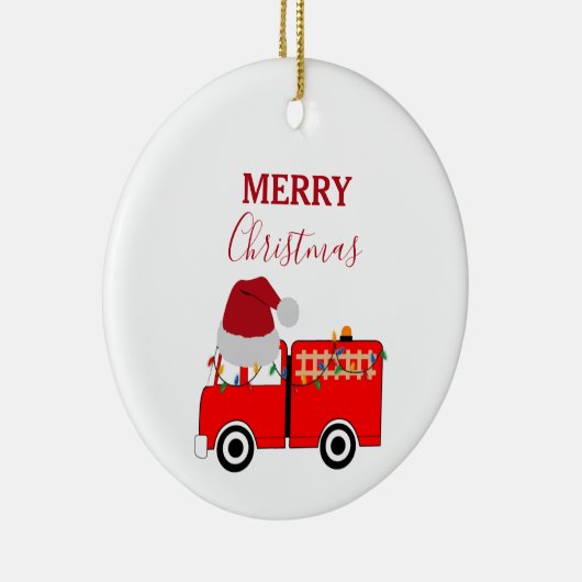 Kerstroodvuurtruck Keramisch Ornament (Rechts)