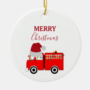 Kerstroodvuurtruck Keramisch Ornament