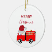 Kerstroodvuurtruck Keramisch Ornament (Links)