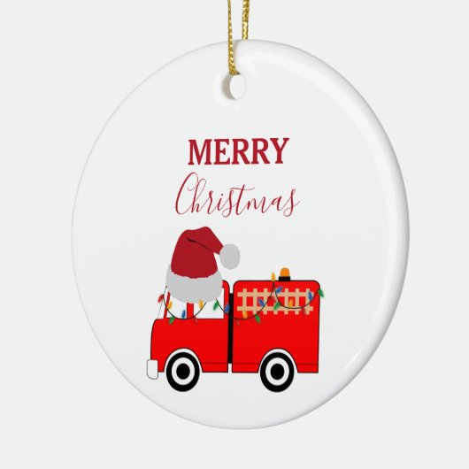Kerstroodvuurtruck Keramisch Ornament (Links)