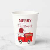 Kerstroodvuurtruck Papieren Bekers (Achterkant)