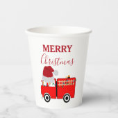 Kerstroodvuurtruck Papieren Bekers (Voorkant)